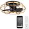 22" WAC Aella Aged Brass LED Outdoor Hugger Smart Caged Ceiling Fan