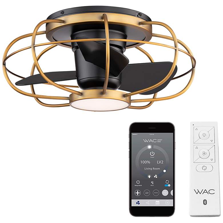 Image 1 22" WAC Aella Aged Brass LED Outdoor Smart Fandelier Ceiling Fan