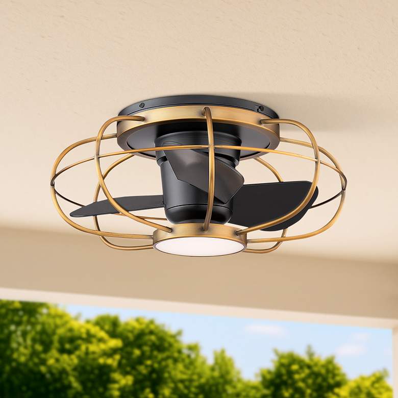 Image 1 22" WAC Aella Aged Brass LED Outdoor Smart Fandelier Ceiling Fan
