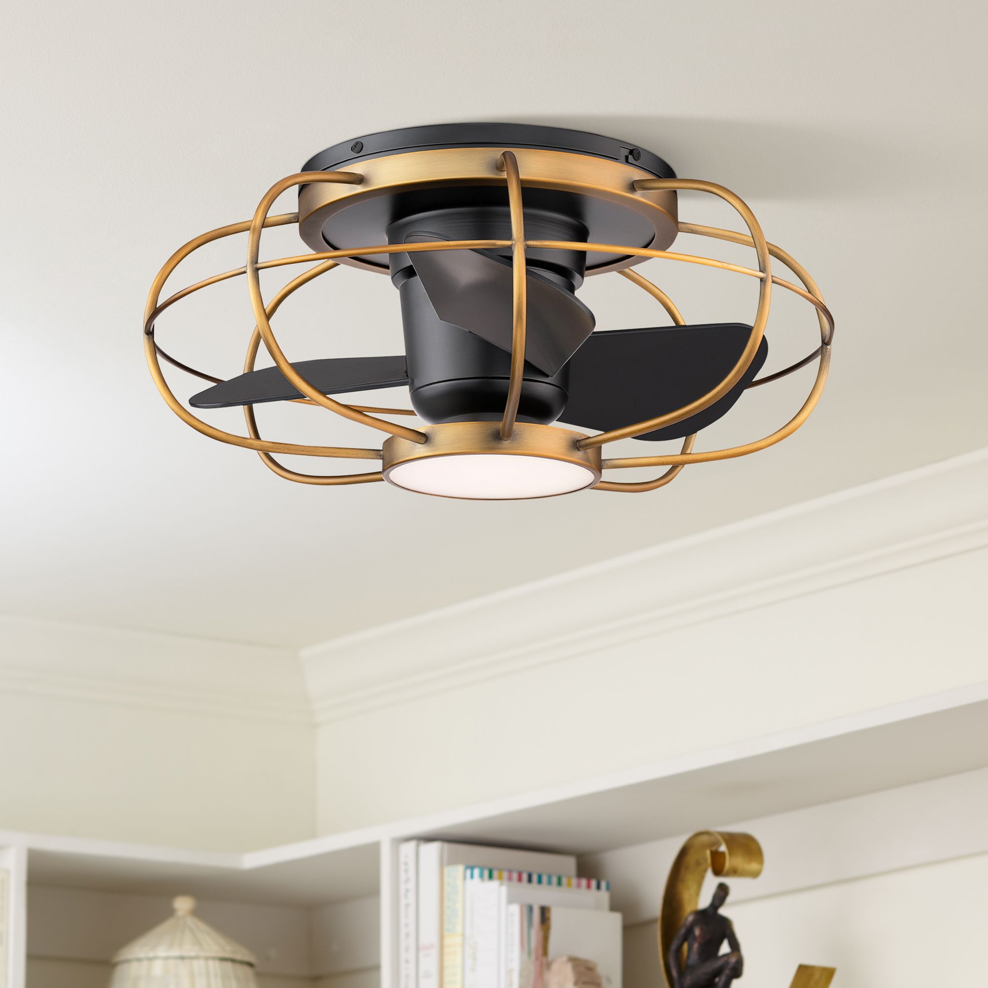 22" WAC Aella Aged Brass LED Outdoor Smart Fandelier Ceiling Fan