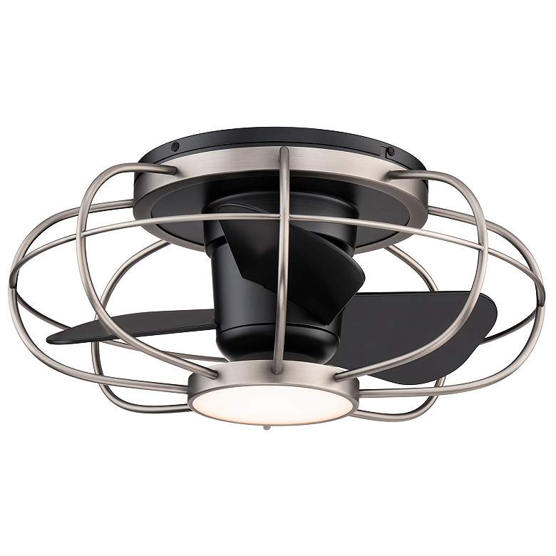 Image 1 22" WAC Aella Brushed Nickel LED Damp Hugger Smart Caged Ceiling Fan