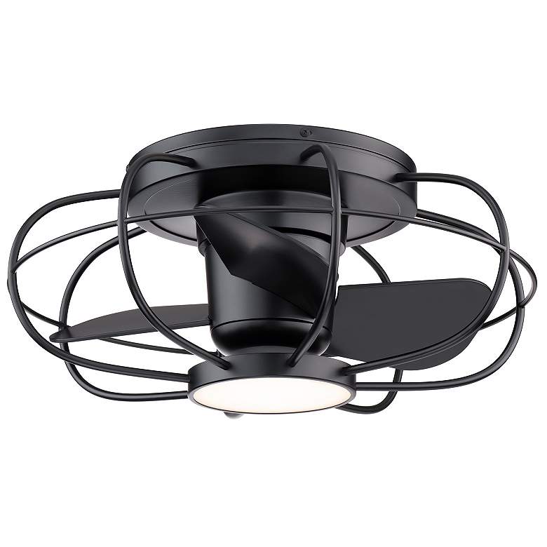 Image 1 22 inch WAC Aella Matte Black LED Outdoor Hugger Smart Caged Ceiling Fan