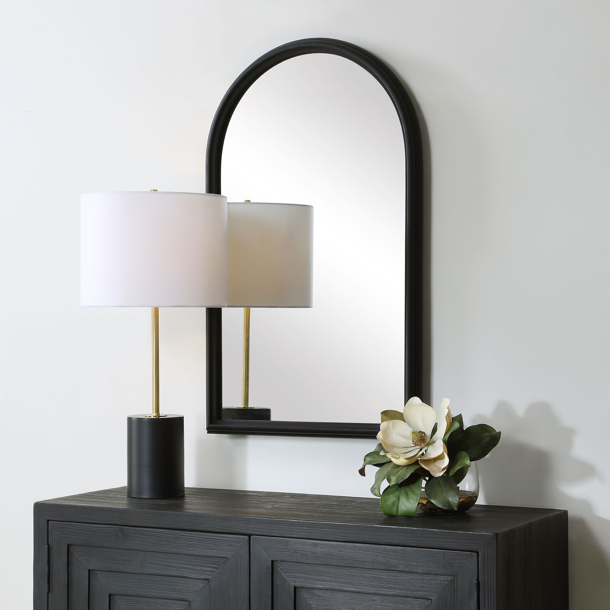 Image 3 22" x 36" Black Arch Wall Mirror more views