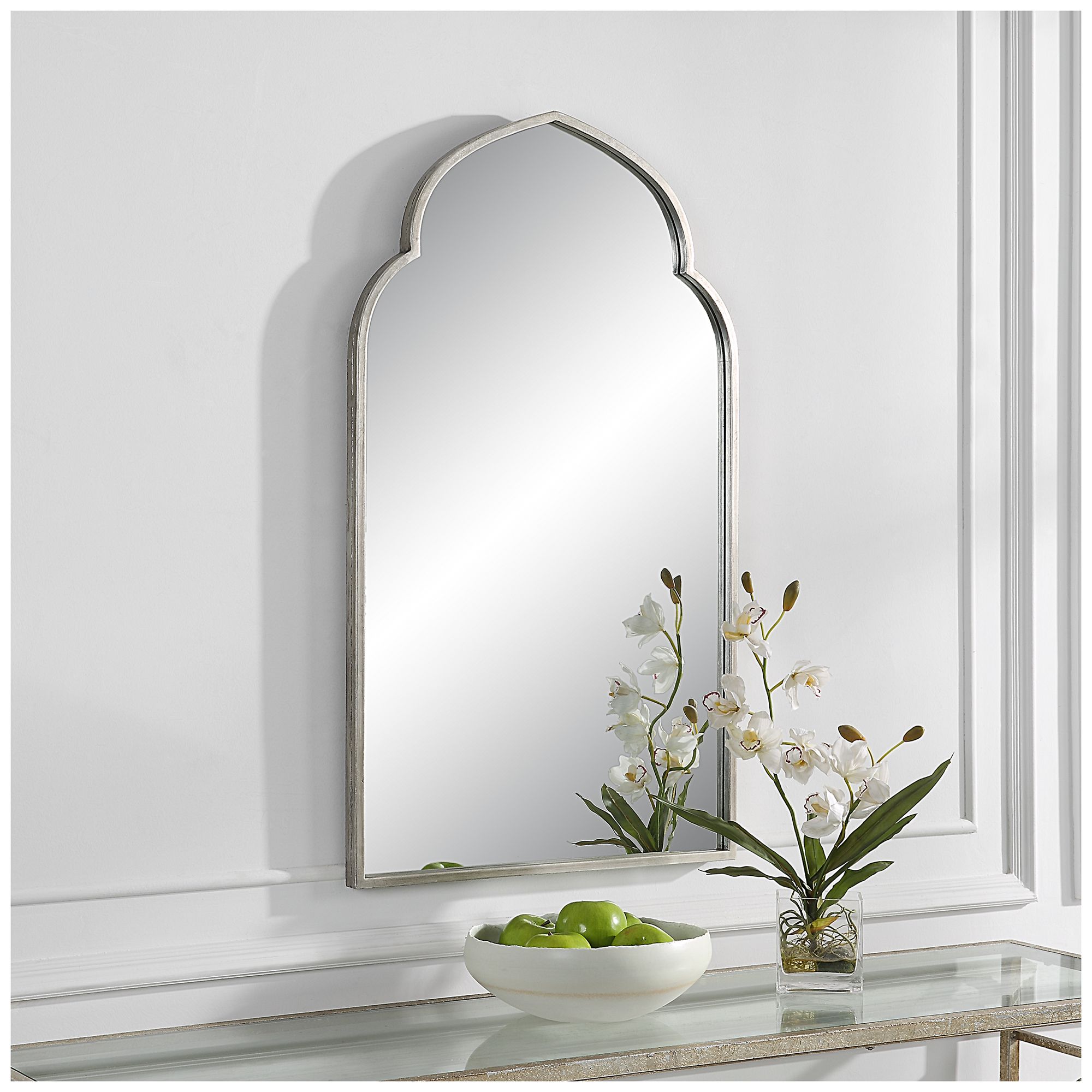 Image 3 22" x 38" Soft Silver Arch Wall Mirror more views
