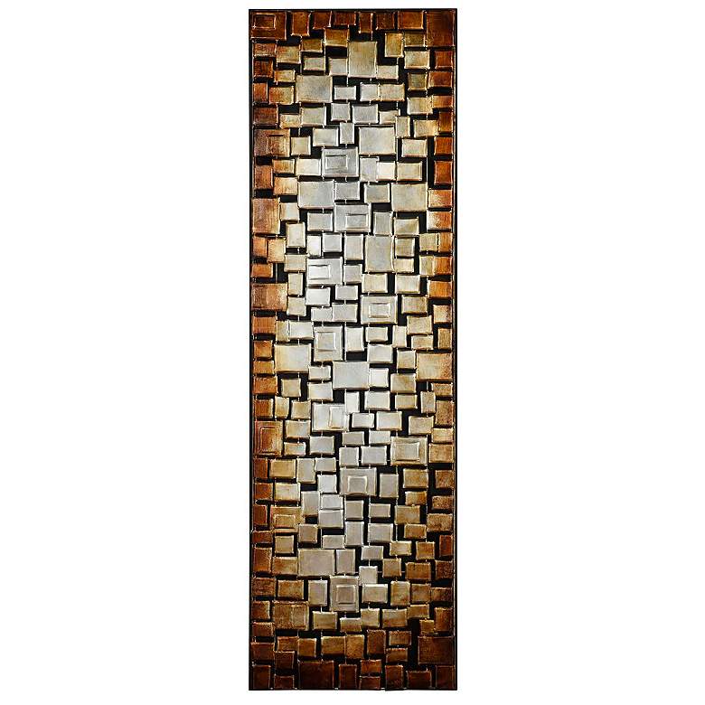 Image 2 22" x 71" Geometric Beige Handmade Metal Wall Art