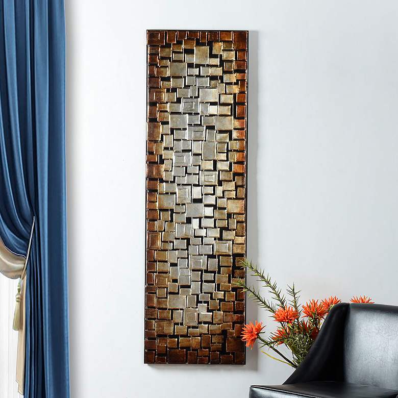 Image 1 22" x 71" Geometric Beige Handmade Metal Wall Art
