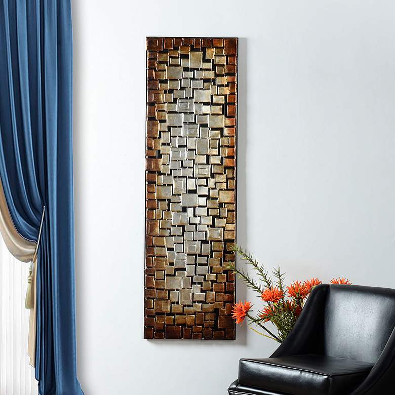 Image 7 22" x 71" Geometric Beige Handmade Metal Wall Art more views