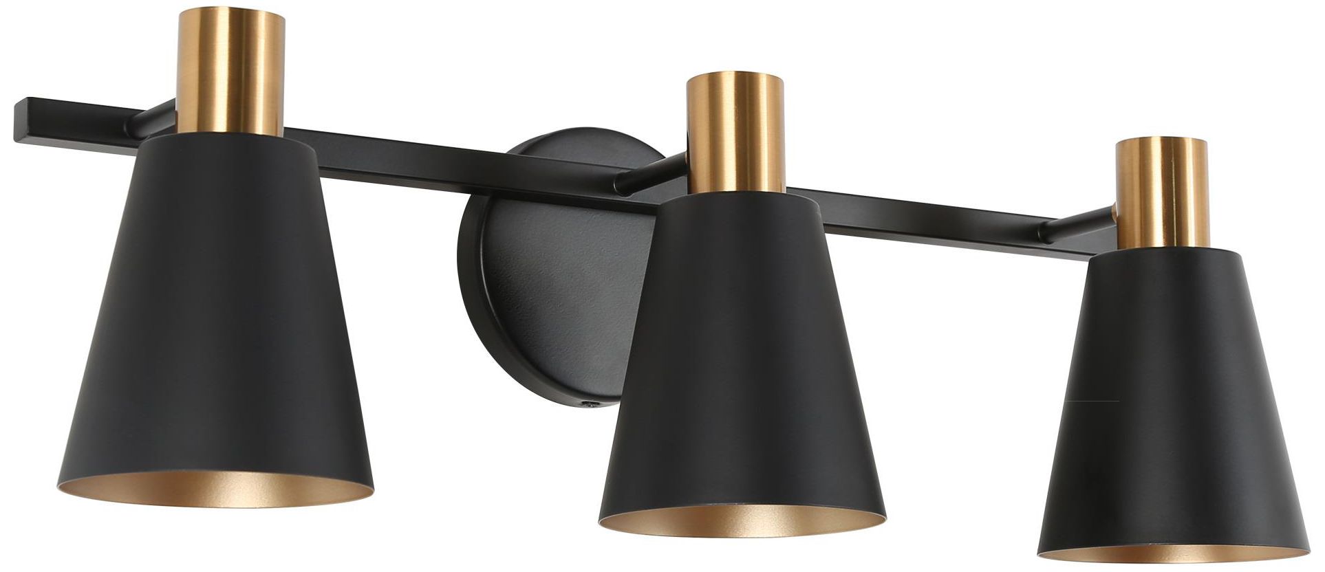 22"W 3-Light Black Brass Metal Bell Bathroom Kit