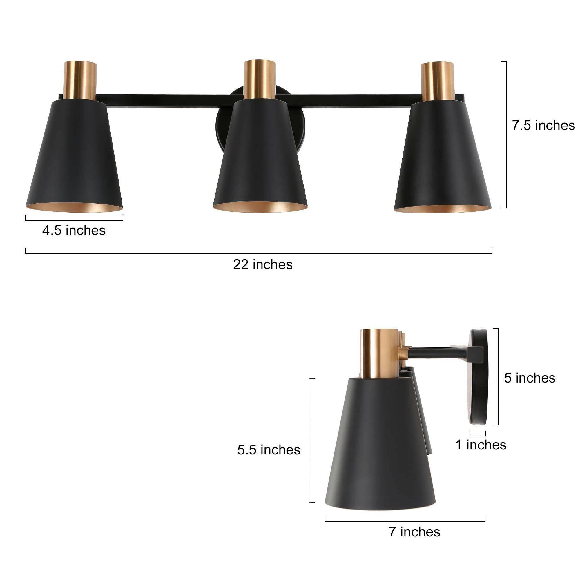 Image 2 22"W 3-Light Black Brass Metal Bell Bathroom Kit more views
