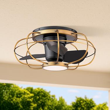 22" WAC Aella Aged Brass LED Outdoor Smart Fandelier Ceiling Fan