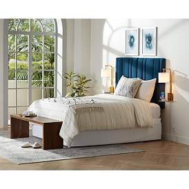 Image1 of Possini Euro Adelle Plug-In Wall Lamp Shelf with USB Port and Outlet in scene