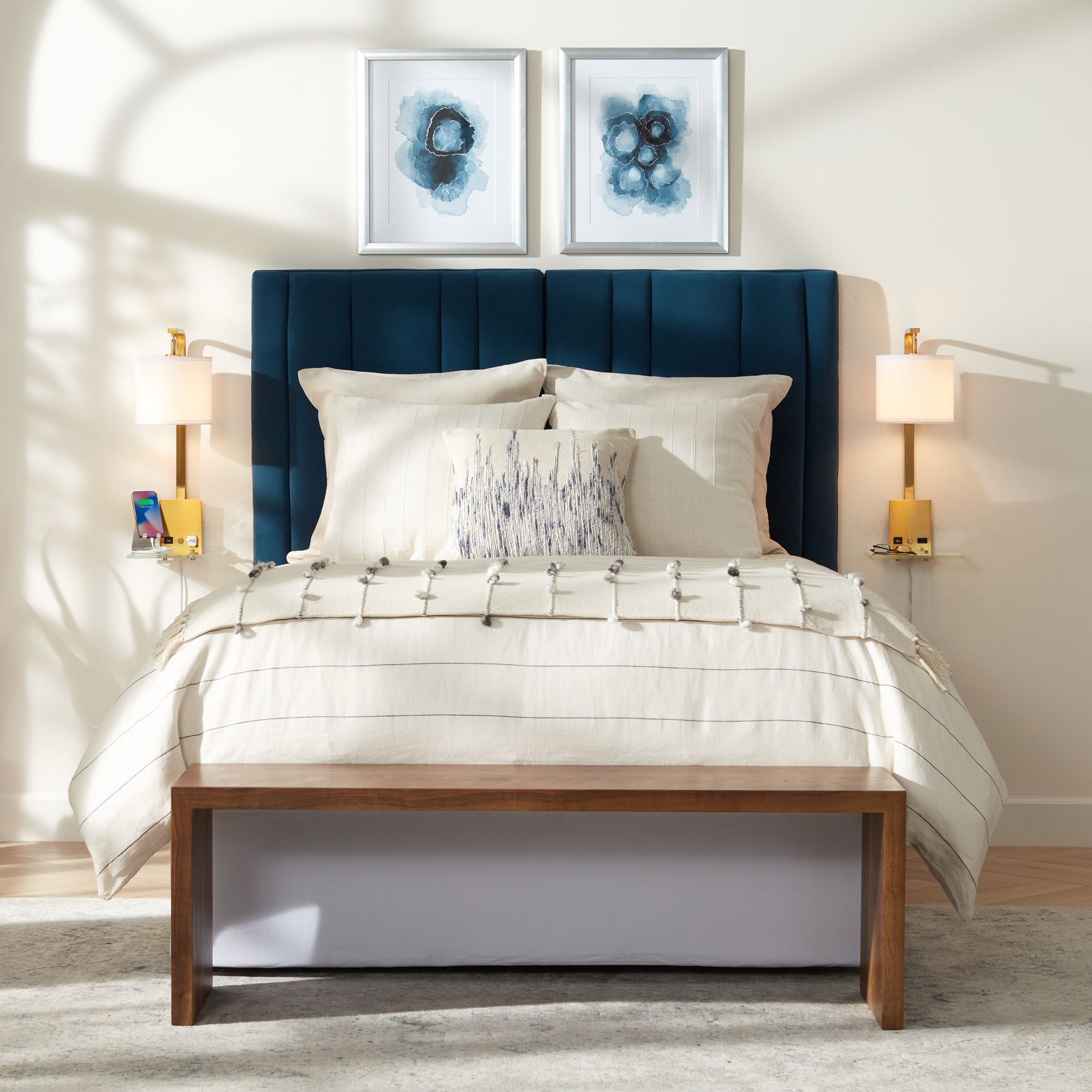 Watch A Video About the Adelle Plug In Wall Lamps Shelf with USB Ports and Outlets