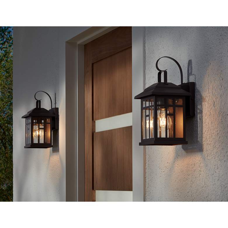 Image 1 Bester Bronze and Glass Outdoor Lantern Wall Lights Set of 2 in scene