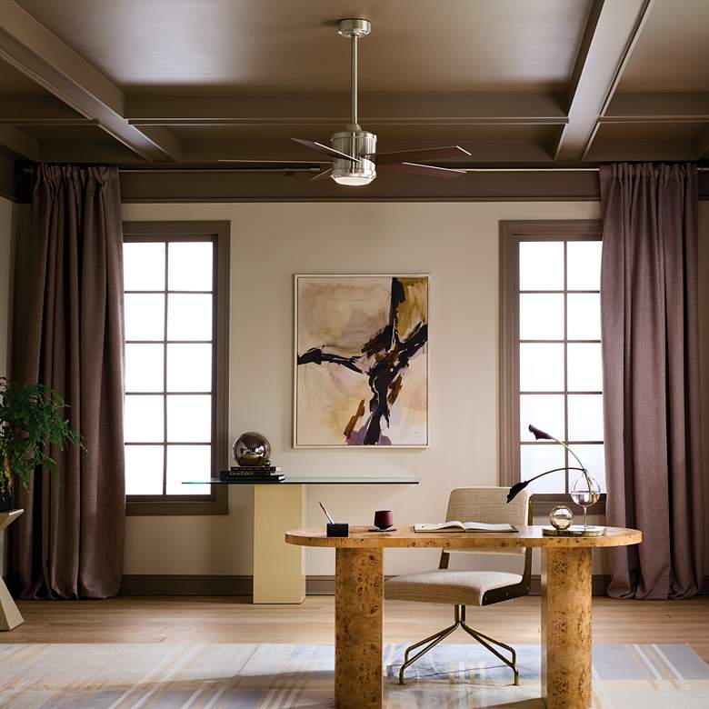 Image 1 48" Kichler Brahm Stainless Steel LED Indoor Ceiling Fan with Remote in scene