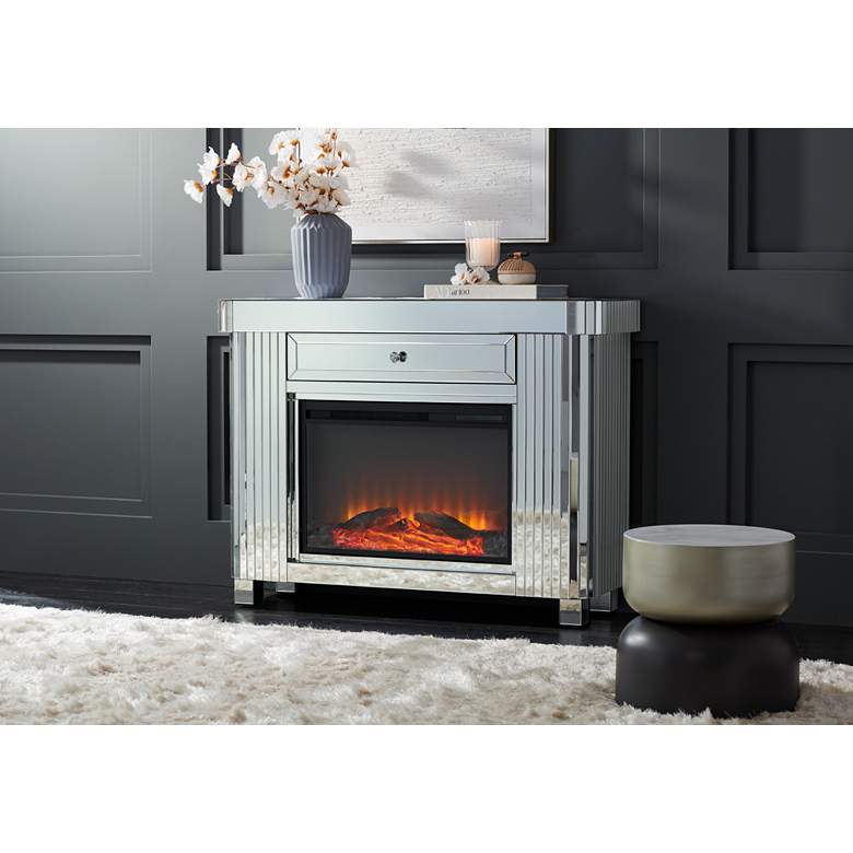 Image 1 Liska 47 1/2 inch Wide Mirrored Electric Fireplace in scene