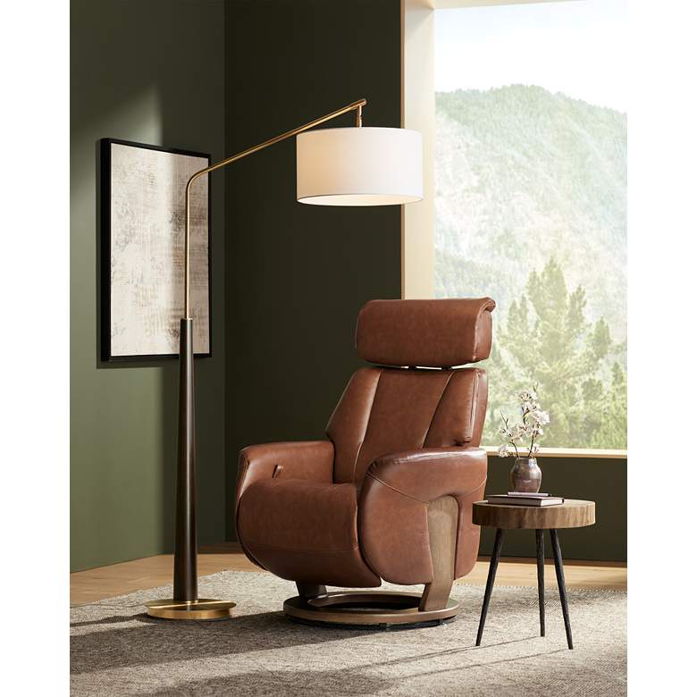 Image 1 Augusta Brown Faux Leather 4-Way Modern Recliner Chair in scene