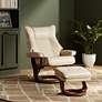 Morgan Stucco Faux Leather Swiveling Recliner and Ottoman in scene