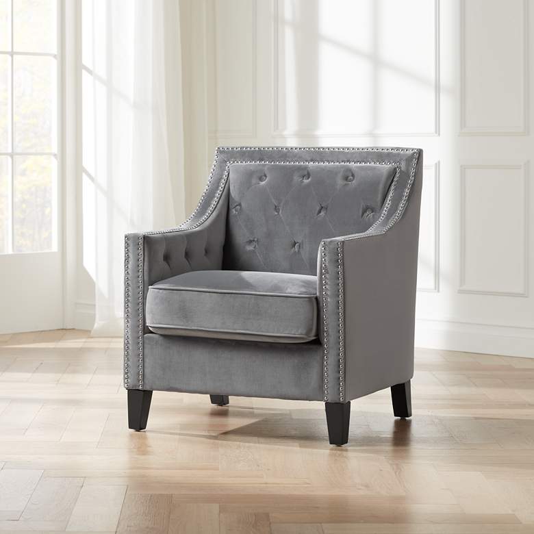 Image 1 Tiffany Gray Tufted Armchair in scene