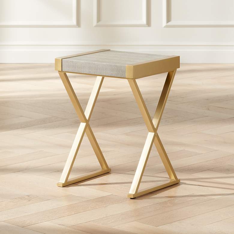 Image 1 Sands Point 16" Wide Gray and Gold Accent Table in scene