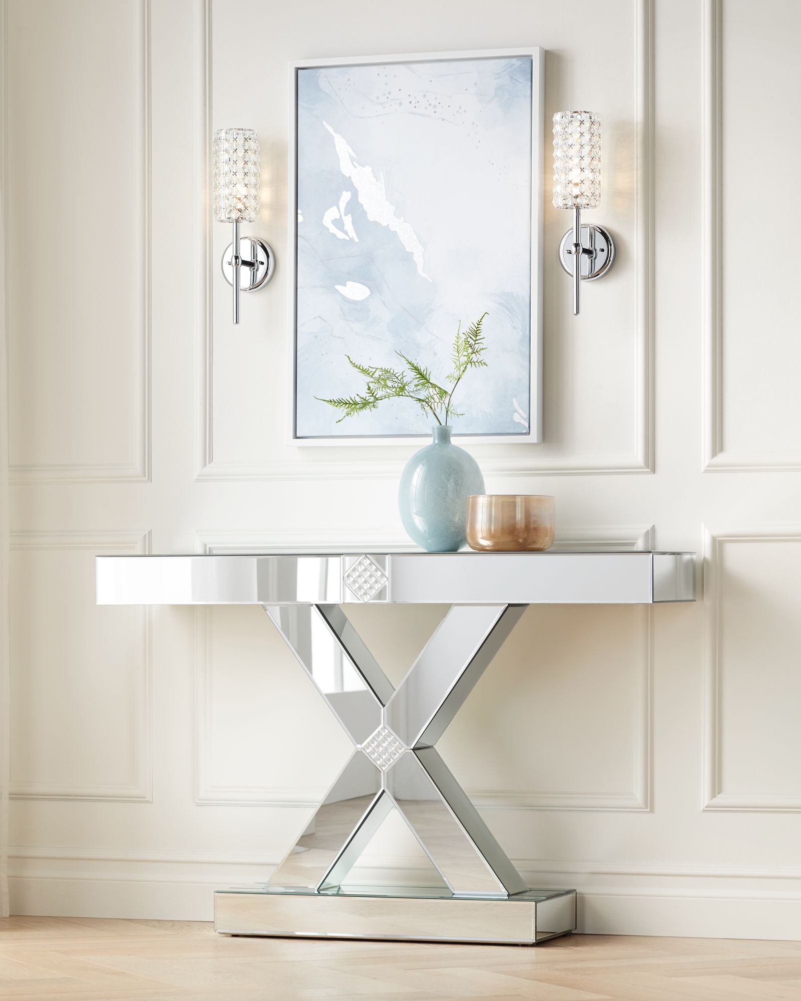 Glass and mirror on sale console table