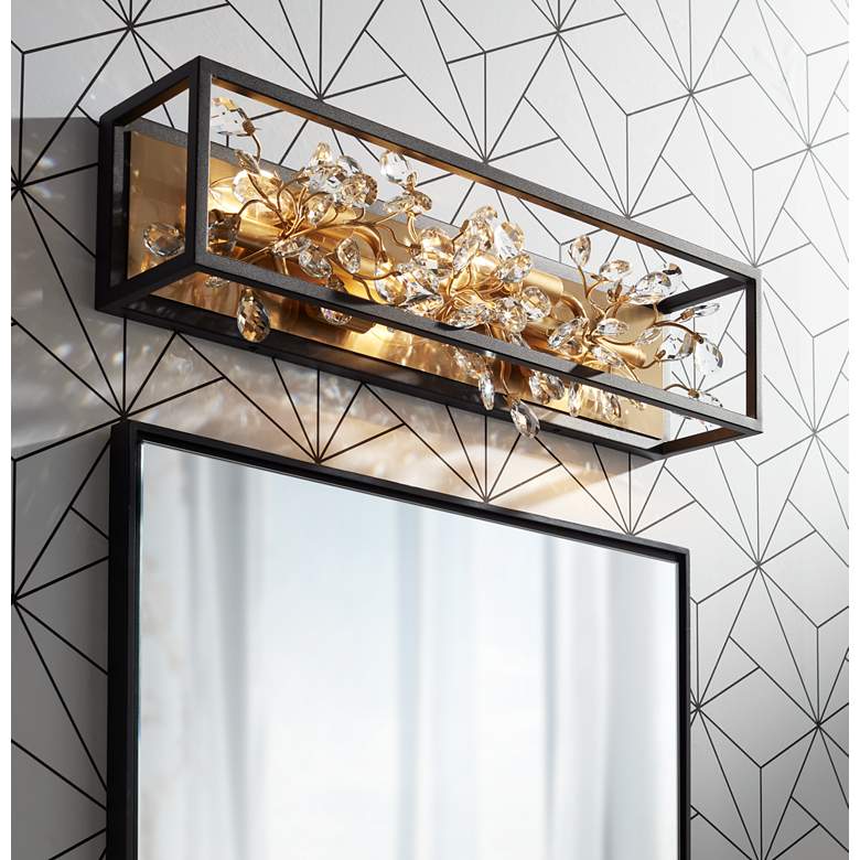 Image 1 Possini Euro Carrine 24" Wide Black and Gold Plated 4-Light Bath Light in scene