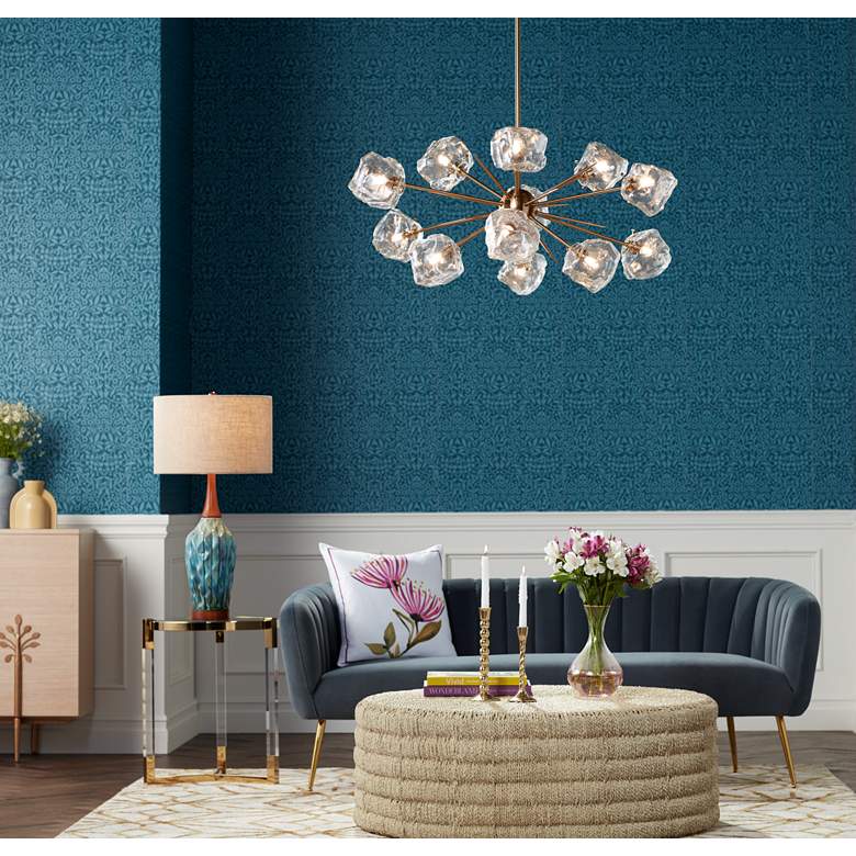Image 1 360 Lighting Rocco 30" Blue Ceramic Mid-Century Table Lamp with Dimmer in scene