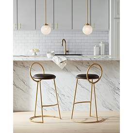 Image1 of Possini Euro Candide 7" Wide Gold and Crackle Glass Globe Mini-Pendant in scene