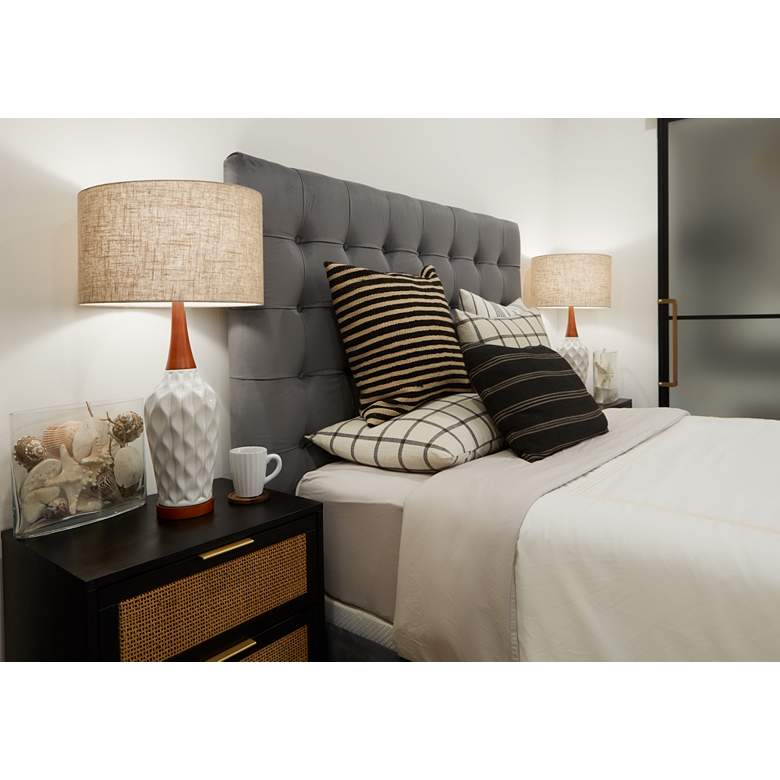 Image 1 360 Lighting Rocco 30" White Modern Ceramic Table Lamps Set of 2 in scene