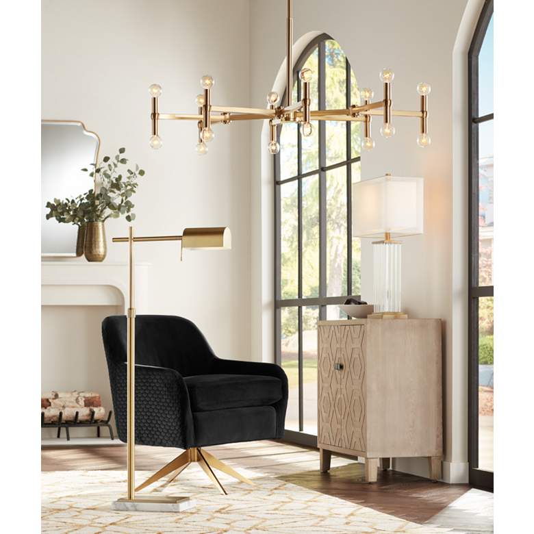 Image 1 Possini Euro Marya 37 inch Wide Satin Brass 16-Light Modern Chandelier in scene