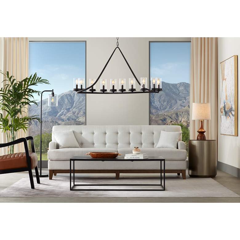 Image 1 360 Lighting Karis 62 1/2 inch Glass and Matte Black Downbridge Floor Lamp in scene