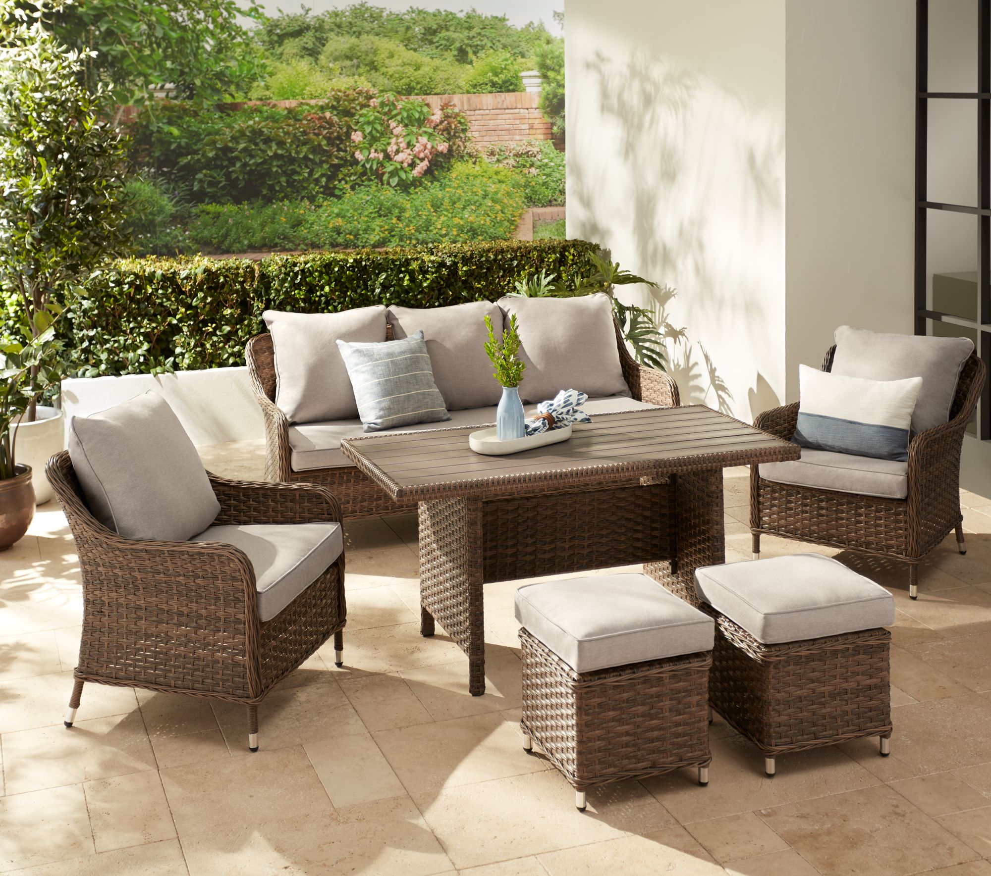 Brown wicker online outdoor table