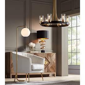 Image1 of Possini Euro Twist 31" Marble and Brass Sculpture Lamp with Dimmer in scene