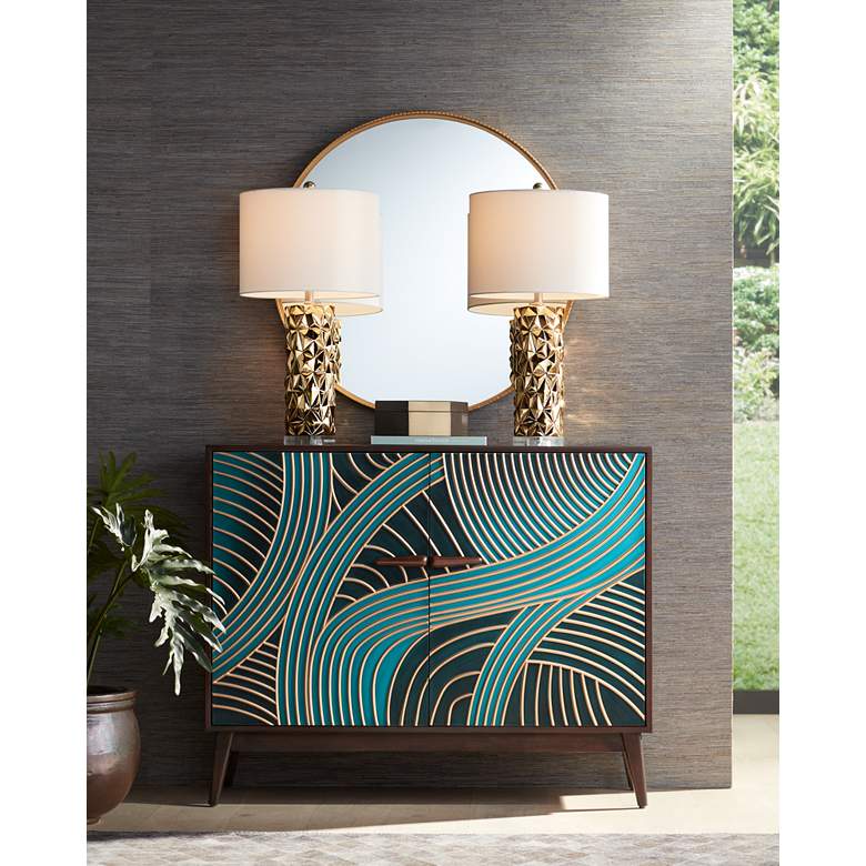 Image 1 360 Lighting Rashid 26 1/2 inch Gold Ceramic Modern Table Lamps Set of 2 in scene