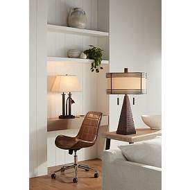 Image1 of Possini Euro Deacon 26" Bronze Gooseneck USB and Outlet Desk Lamp in scene
