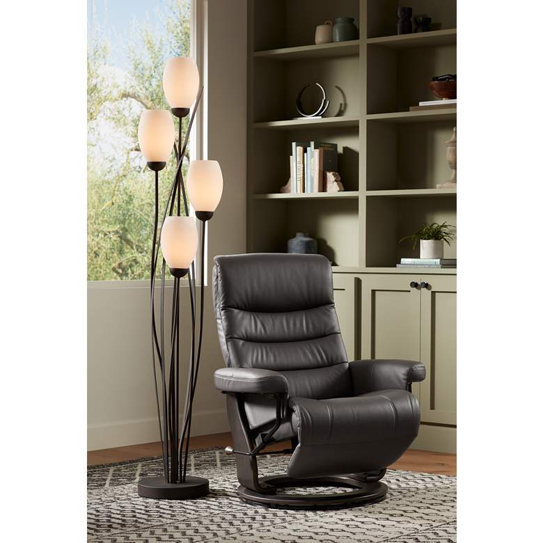 Image 1 Franklin Iron Works Jareth 73" High Black and White 4-Light Floor Lamp in scene