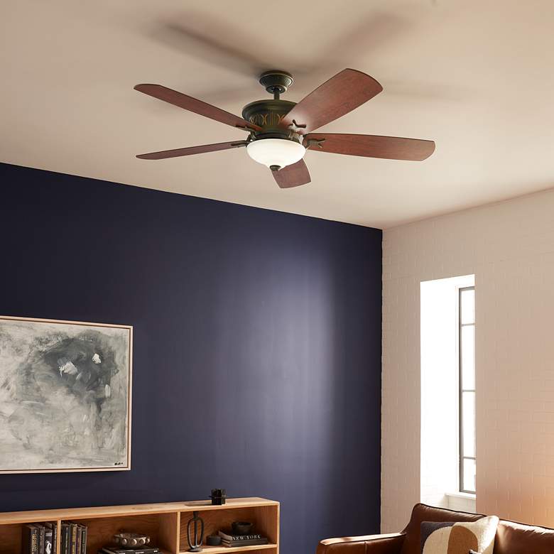 Image 1 56" Kichler Crescent Olde Bronze Indoor LED Ceiling Fan with Remote in scene