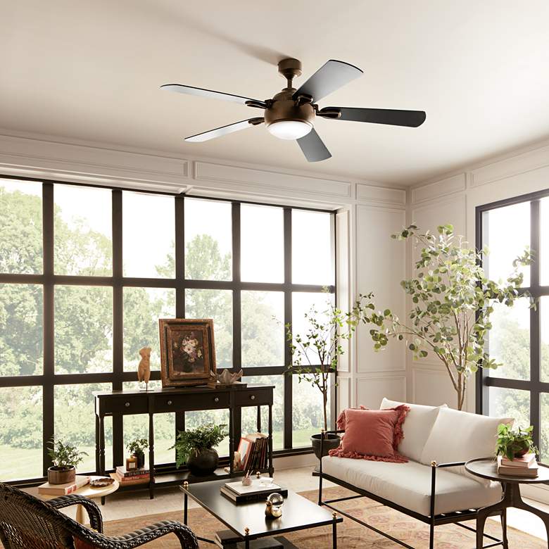 Image 1 60" Kichler Humble Character Bronze LED Ceiling Fan in scene