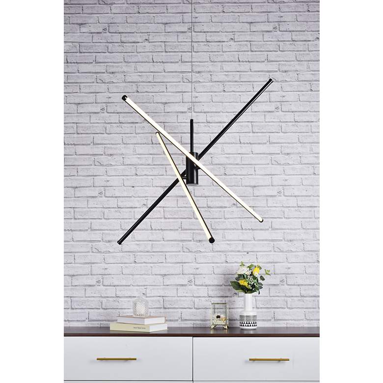 Image 1 Elegant Lighting Sonya 43 1/2" Wide 3-Light Modern Linear Arm Pendant in scene