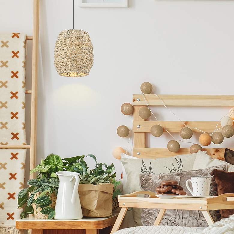 Image 1 Cheyanne 10" Wide Black Corn Rope Mini Pendant in scene