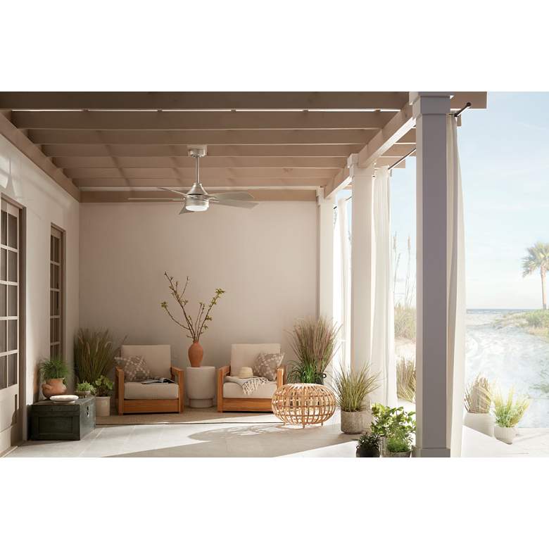 Image 1 52 inch Kichler Tide Weather+ Brushed Nickel LED Wet Remote Ceiling Fan in scene