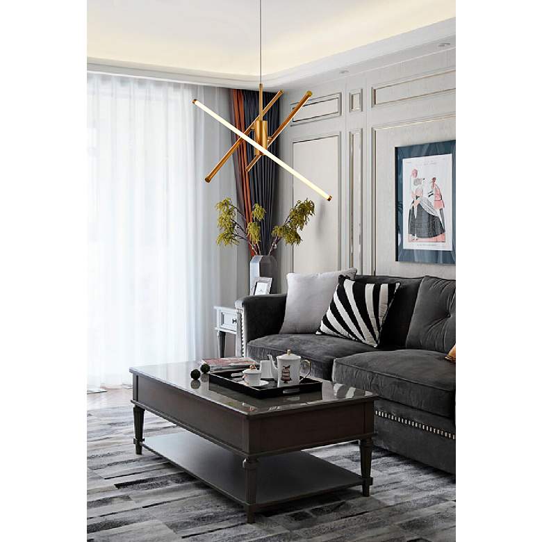 Image 1 Elegant Lighting Sonya 28 1/2" Wide LED Gold Arm Modern Pendant in scene