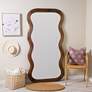 1_Frances Walnut 36" x 70" Rectangular Floor/Wall Mirror in scene