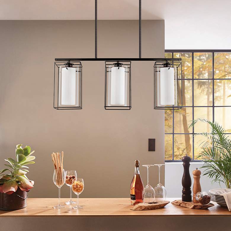 Image 1 Loncino Structured Black Island Pendant in scene