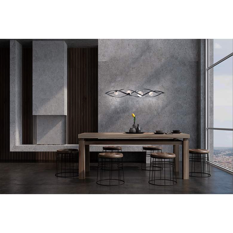 Image 1 Schonbek Slipstream 56.3" 4-Light Modern LED Crystal Linear Pendant in scene