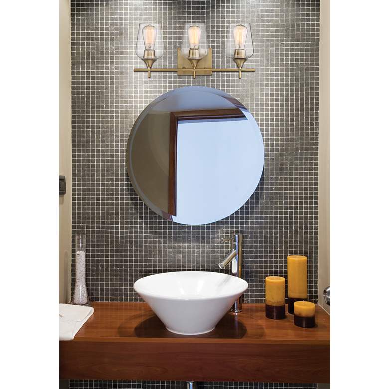 Image 1 Octave 21" Wide Warm Brass 3-Light Vanity Bath Light in scene