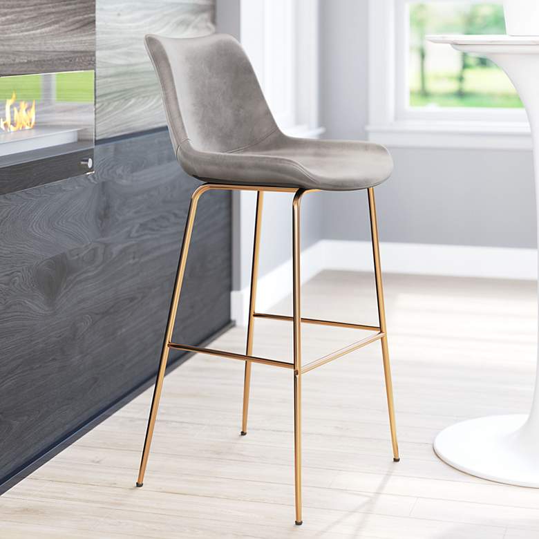 Image 1 22Lx21.3Wx43.3H Tony Bar Chair Gray/Gold