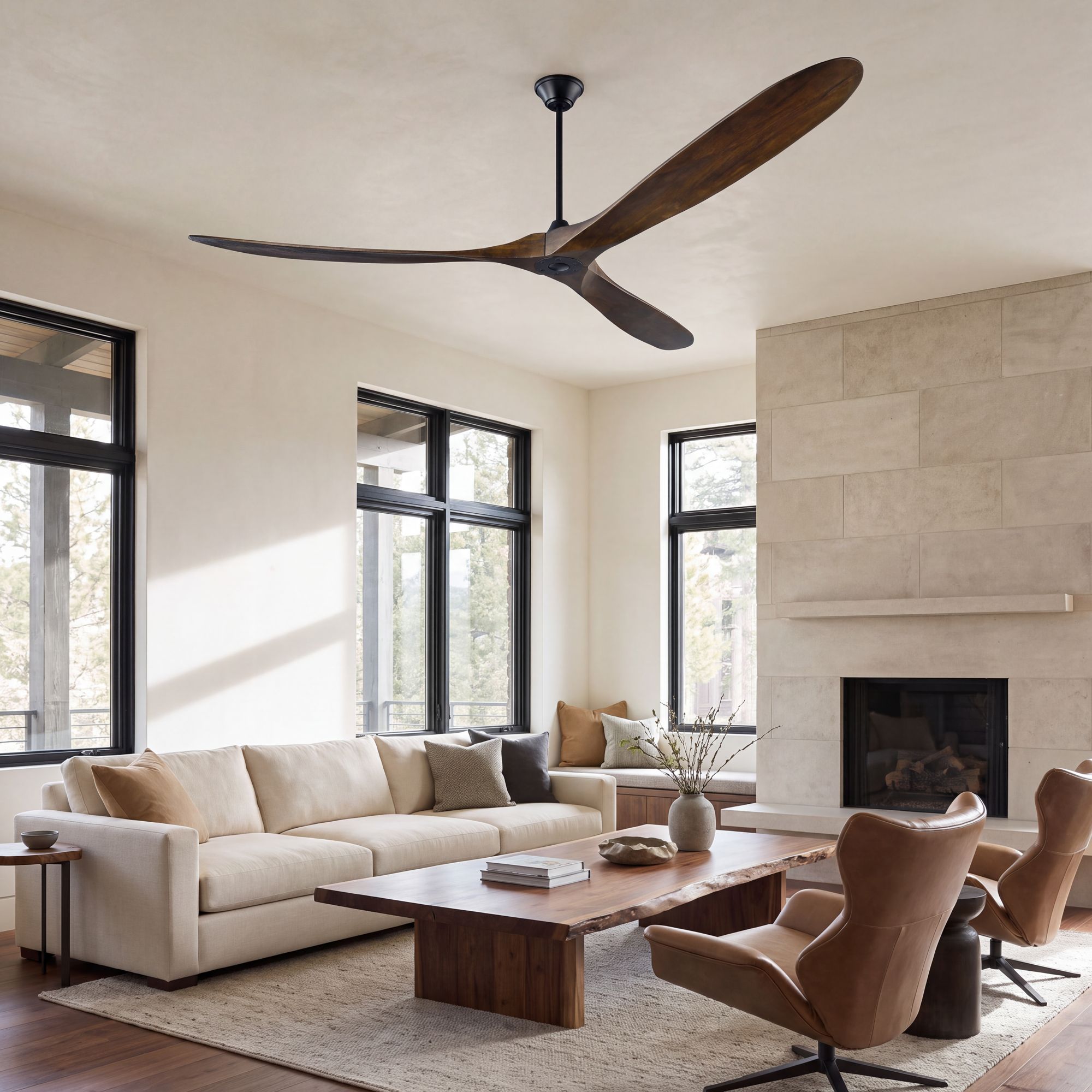 Image 1 88" Visual Comfort Maverick Super Max Ceiling Fan with Remote in scene
