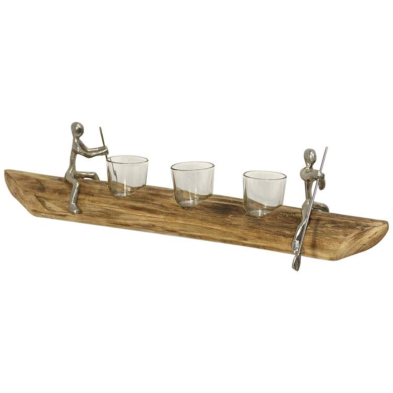 Image 1 22x3x4 Tea Light Tandem - Natural Carved