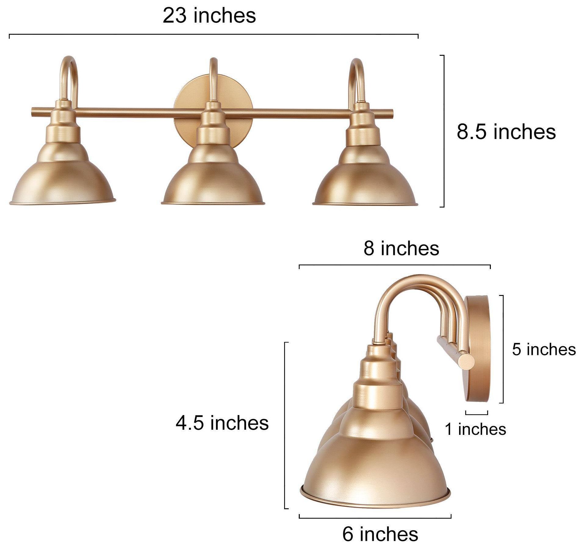 Image 4 23.2" Wide Gold 3-Light Vanity Light with Metal Shades more views