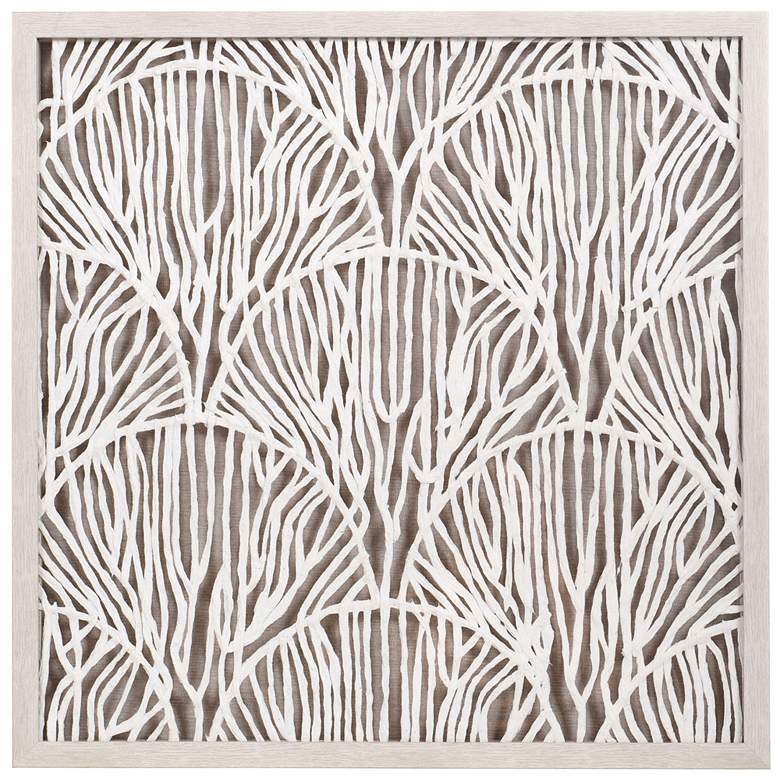 Image 1 23.6" x 23.6" Natural Coastal Coral Reef Rice Paper Shadow Box Wa